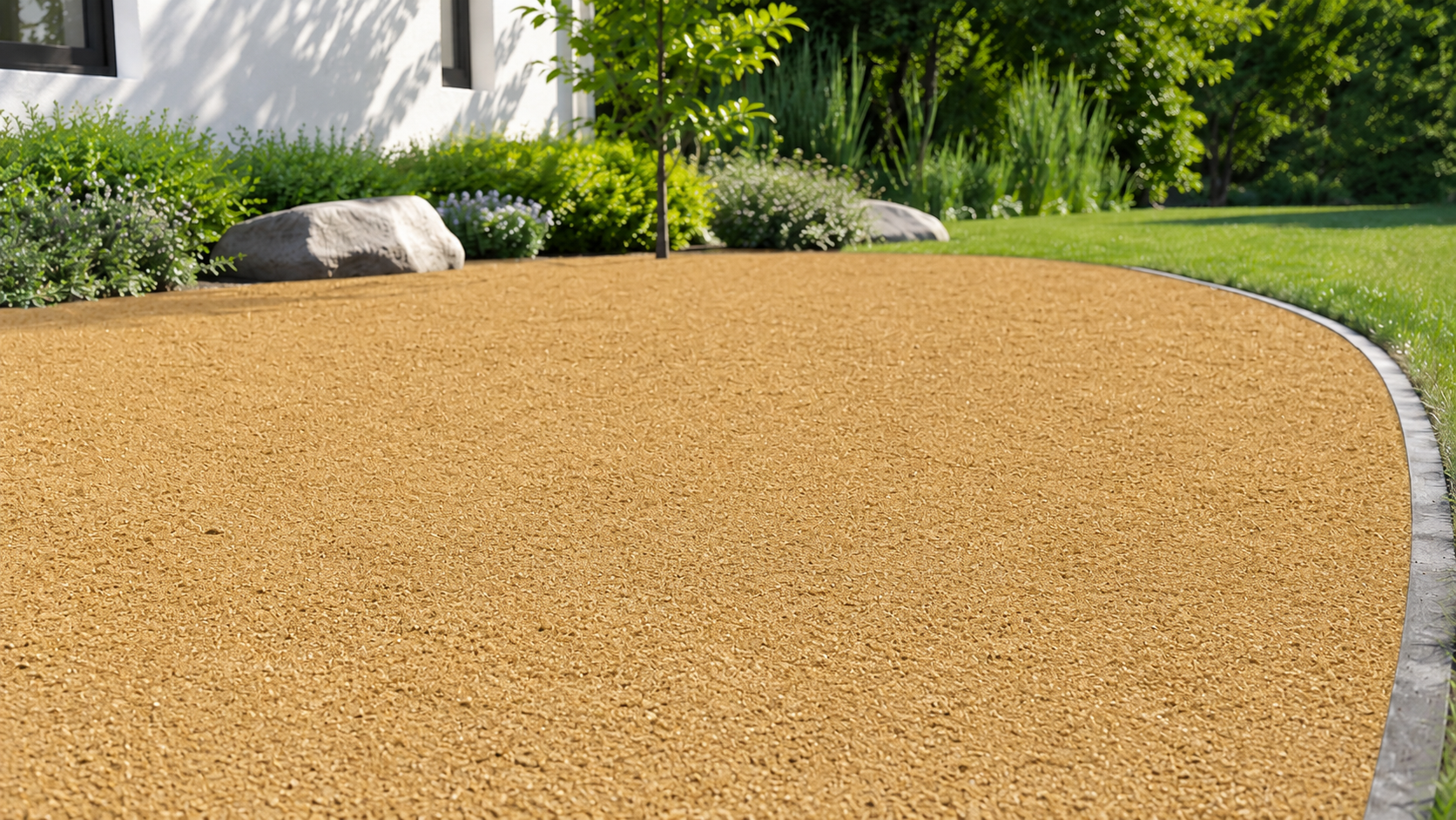 Maicillo amarillo compactado para senderos, patios, accesos y terminaciones exteriores